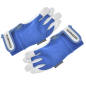 Preview: Lederhandschuhe, Arbeitshandschuhe (weiß/blau), Motiv: SIMSON