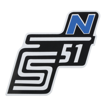 Schriftzug, Aufkleber für Seitendeckel "S51 N" (Blau)