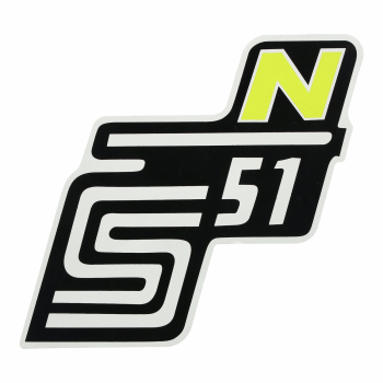 Schriftzug, Aufkleber für Seitendeckel "S51 N" (Gelb)