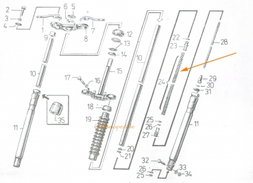 Druckfeder für Telegabel (Ø3,2), Simson S50, S51, S53, S70, SR50, SRA