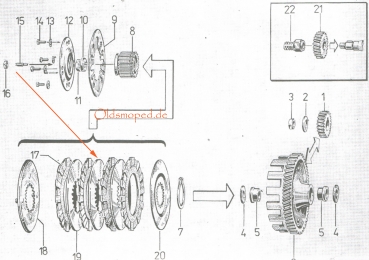 SET Stahlscheiben, Kupplungslamellen (1,0mm), Simson  S51, SR50, KR51/2, S70, MS50, E930