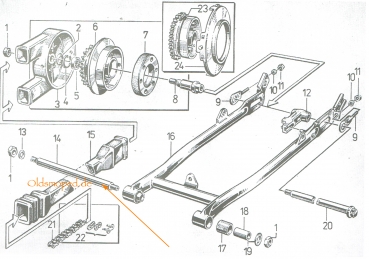 SET Schwingenlagerung mit Gummibuchsen, Simson S50, S51, S53, S70