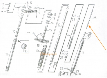 Stab für Federaufnahme (379mm), Simson S50, S51, S53, S70