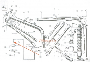 Hülse für Motorlagergummi, Schwinge (20x11,3x8,2), Simson S50, S51, S53, S70, SR50, MS50, SL1, SR2