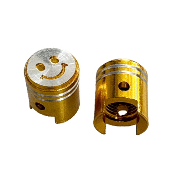 SET Ventilkappen "Kolben" (Aluminium), gold eloxiert, Simson S50, S51, S53, S70, SR50, KR51, SR4-