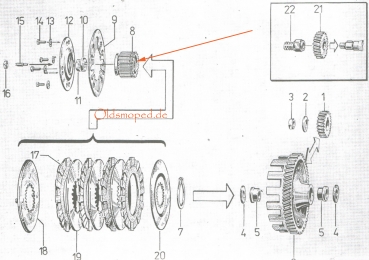 Standard-Mitnehmer für Kupplung, innen, Simson S51, SR50, KR51/2, S53, S70, MS50
