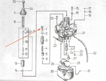 BVF Einstellschraube für Starterschieberkappe (lang), Simson S51, S70, S53, S83, SR50,  KR51, SR4-2, SR4-3, SR4-4