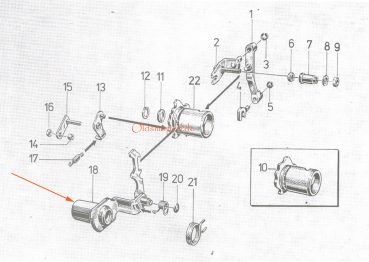 Schalthebel innen, Hohlwelle, Simson S51, S53, S70, SR50, SD50, KR51/2, MS50
