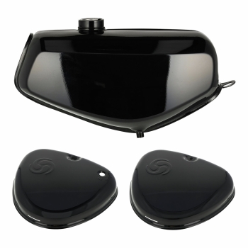 SET Tank und Seitendeckel mit Wirbellogo (schwarz), Simson S51, S70
