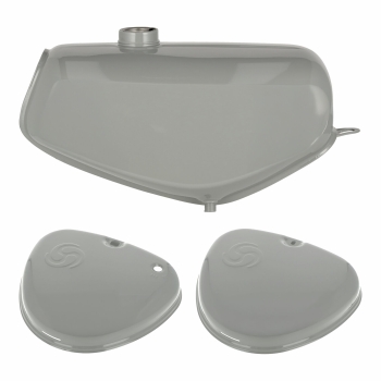 SET Tank und Seitendeckel mit Wirbellogo (staubgrau), Simson S51, S70