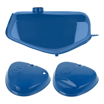 Komplettes Tank-Set mit Export-Deckeln (olympiablau), Simson S51E, S70E