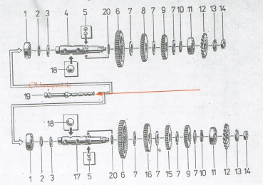 Ziehkeilwelle für 3 und 4-Gang Motor, Simson KR51/2, S51, S53, S70, SR50