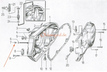 Zylinderschraube, Ölkontrollschraube am Kupplungsdeckel (6x8), Simson S51, S53, S70, SR50, SD50, KR51/2, MS50