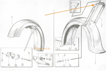 Haltestrebe für Schutzblech, Kotflügelstrebe, Simson SR50, SR80