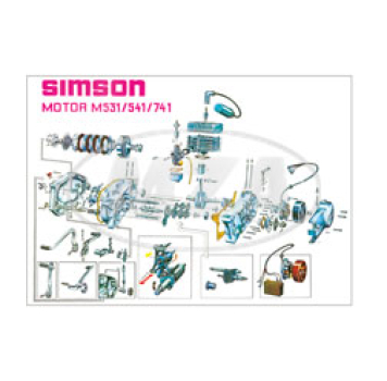 Explosionszeichnung (Motor M531), Simson S51, SR50, KR51/2, S70, MS50