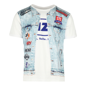 T-Shirt (weiß/Jeansoptik), Motiv: STS-Kutte -  100% Baumwolle
