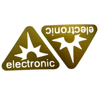 SET Klebefolie, Aufkleber für Seitendeckel "electronic" Dreieck (gold), Simson S50, S51