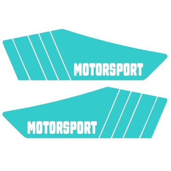 SET Aufkleber, Klebefolie für Seitendeckel "Motorsport" (türkis), Simson S53, S83