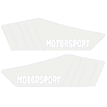 SET Aufkleber, Klebefolie für Seitendeckel "Motorsport" (weiss), Simson S53, S83