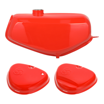 SET Tank und Seitendeckel mit Wirbellogo (flammenrot), Simson S51E, S70E