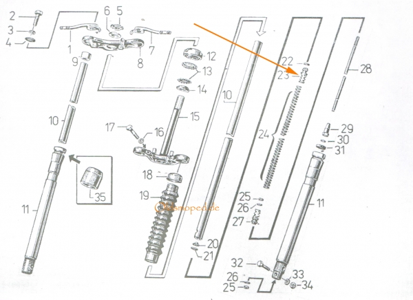 Federaufnahme zur Telegabel (oben), Simson S50, S51, SR50, S53, SD50, S70