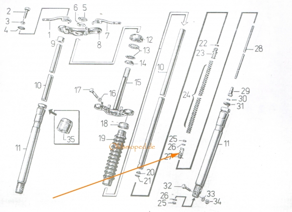 Federaufnahme zur Telegabel (unten), Simson S50, S51, SR50, S53, SD50, S70