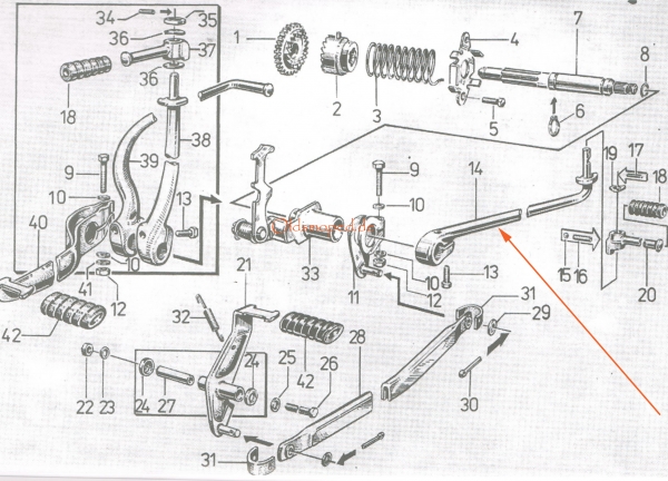 Kickstarter, Kickstarterhebel (komplett), Simson SR50, SR80