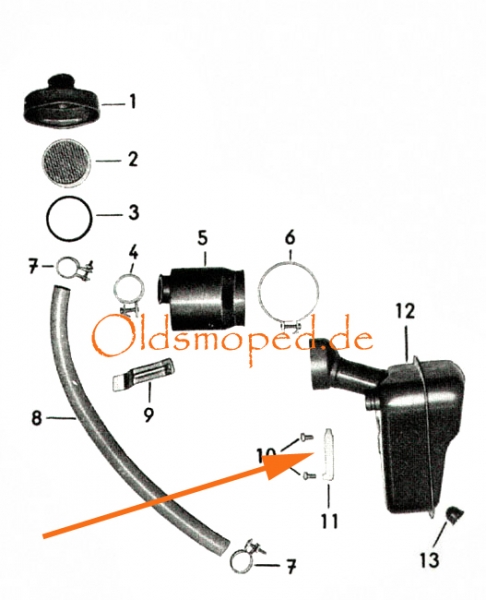 Sicherungsblech für Ansauggeräuschdämpfer, Simson KR51/1, KR51/2