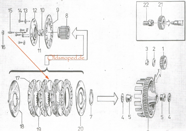 SET Stahlscheiben, Kupplungslamellen (1,0mm), Simson  S51, SR50, KR51/2, S70, MS50, E930