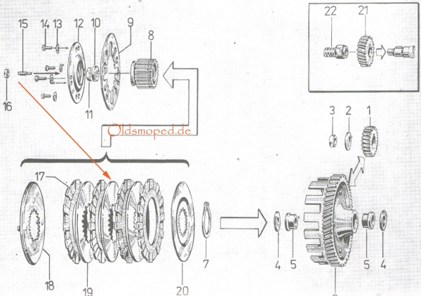 Stahlscheiben, Kupplungslamellen (1,0mm), Simson  S51, SR50, KR51/2, S70, MS50, E930