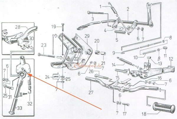 Seitenständer für Fußrastenträger, Simson S50, S51, S70