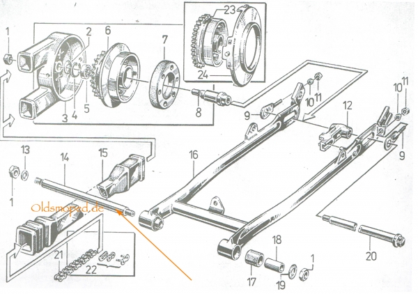 SET Schwingenlagerung mit Gummibuchsen, Simson S50, S51, S53, S70