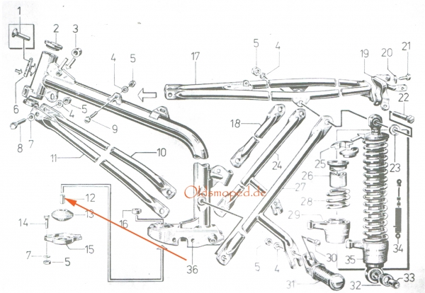 Hülse für Motorlagergummi, Schwinge (20x11,3x8,2), Simson S50, S51, S53, S70, SR50, MS50, SL1, SR2