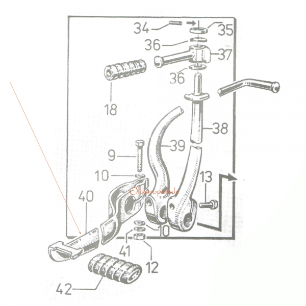Schalthebel, Fußschalthebel, Simson S51, S53, S70, MS50