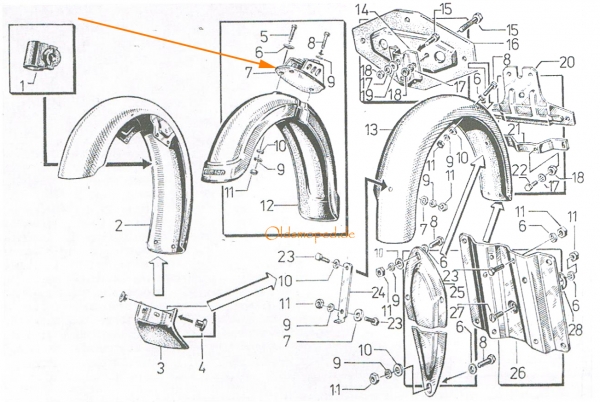Distanzblech für Enduro-Vorderradkotflügel, Simson S51E, S70E