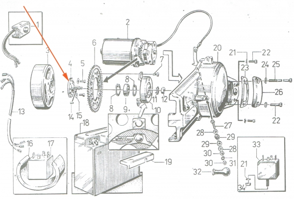 Freilaufträger für Anlasser, Simson SR50, SR80