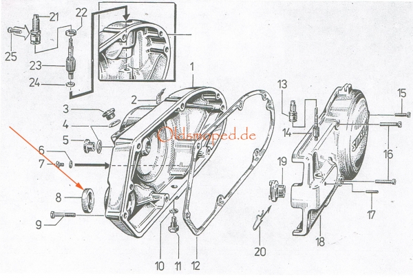Wellendichtring für Kupplungsdeckel (Blau) 22x35x7, Simson KR51/2, S51, S53, S70, S83, SC050, SD50, SR50, MS50