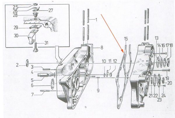 Mitteldichtung, Motorgehäusemitteldichtung, Simson KR51/2, S51, S53, S70, SR50, MS50, E930