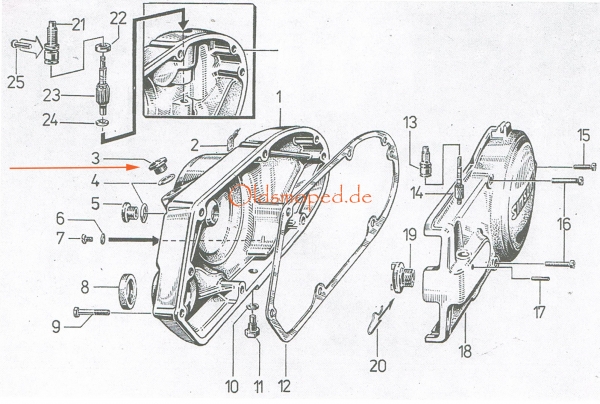 Verschlußschraube Öleinfüllöffnung (rot), Simson S51, S53, S70, KR51/2, SR50, SR80, MS50