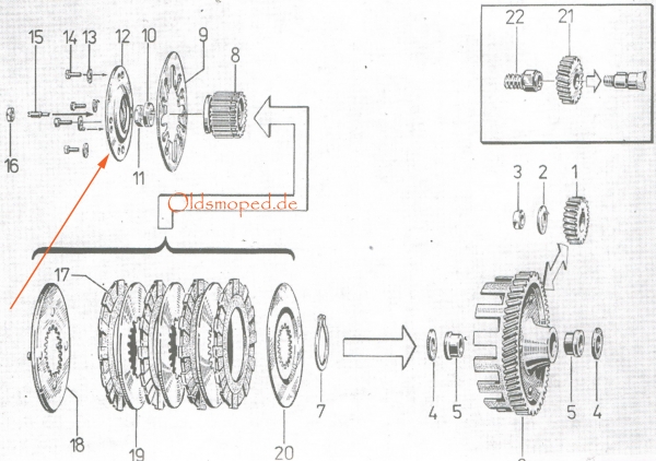 Druckstück für Kupplung, Simson S51, KR51/2, SR50, S70, S53, MS50