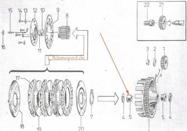 PAAR Bundbuchsen, Kupplungslaufbuchsen, Simson S51, KR51/2, SR50, S53, S70, MS50
