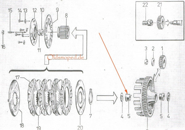 Bundbuchse (Kupplung), Simson S51, KR51/2, SR50, S53, S70, MS50