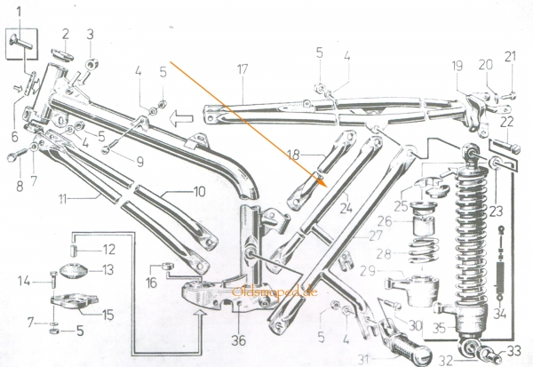 Obergurtstützstrebe (rechts), Simson S50, S51, S53, S70, S83