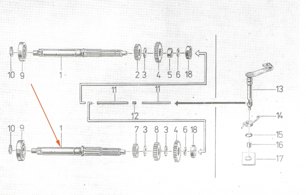 Kupplungswelle 4-Gang, Simson S51, S53, KR51/2, SD50, SR50, S70, MS50