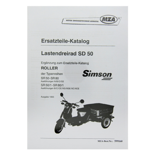 Ersatzteilkatalog, Lastendreirad Simson SD50 (Ausgabe 1993)