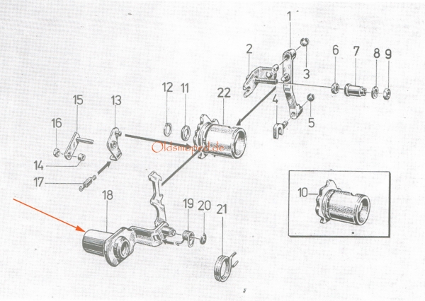 Schalthebel innen, Hohlwelle, Simson S51, S53, S70, SR50, SD50, KR51/2, MS50