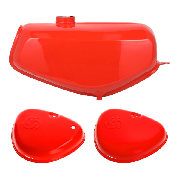 SET Tank und Seitendeckel mit Wirbellogo (flammenrot), Simson S51, S70