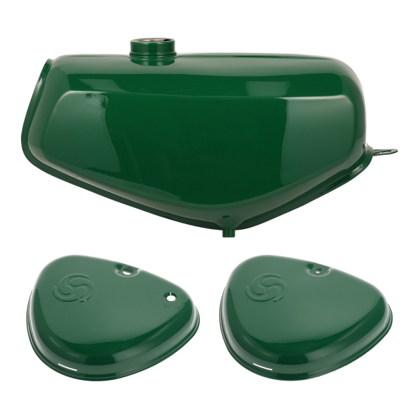 SET Tank und Seitendeckel mit Wirbellogo (billardgrün), Simson S51, S70