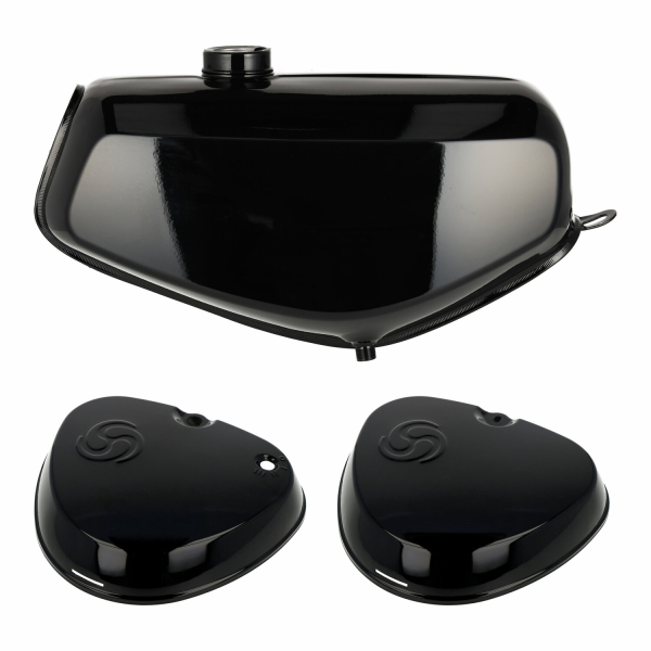 Komplettes Tank-Set mit Export-Deckeln (schwarz), Simson S51, S70