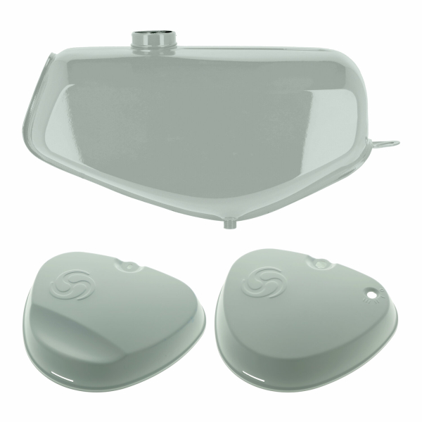 Komplettes Tank-Set mit Export-Deckeln (grundiert), Simson S51E, S70E